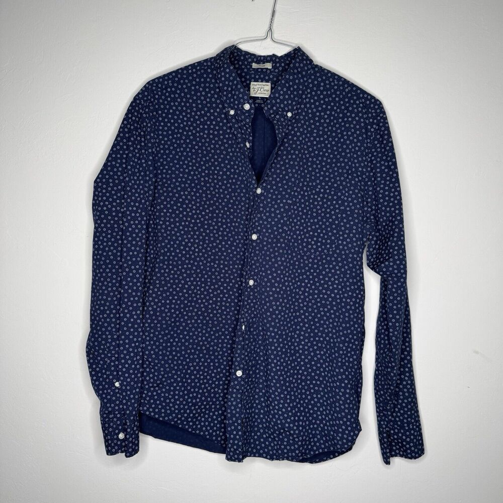 J Crew Secret Wash Mens Shirt Blue Classic Size‎ Large Long Sleeve Button up